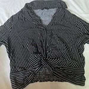 Stripe semi Cropped Shirt